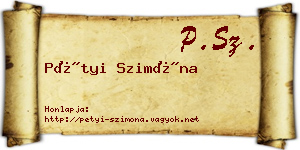 Pétyi Szimóna névjegykártya